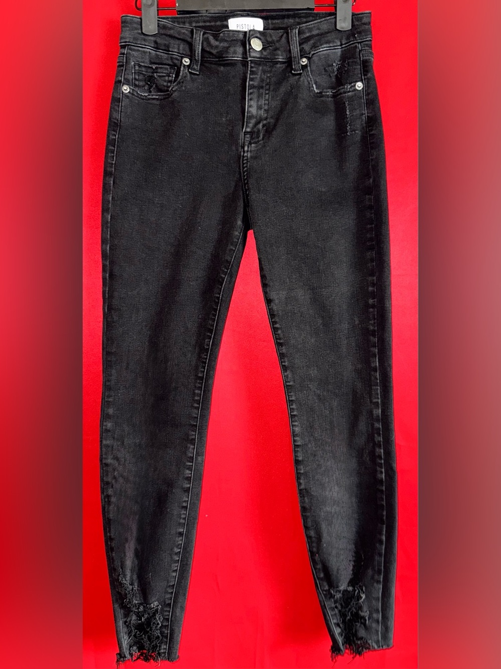 #434- PISTOLA Charcoal Diatressed Slim Skinny Jeans Sz.27